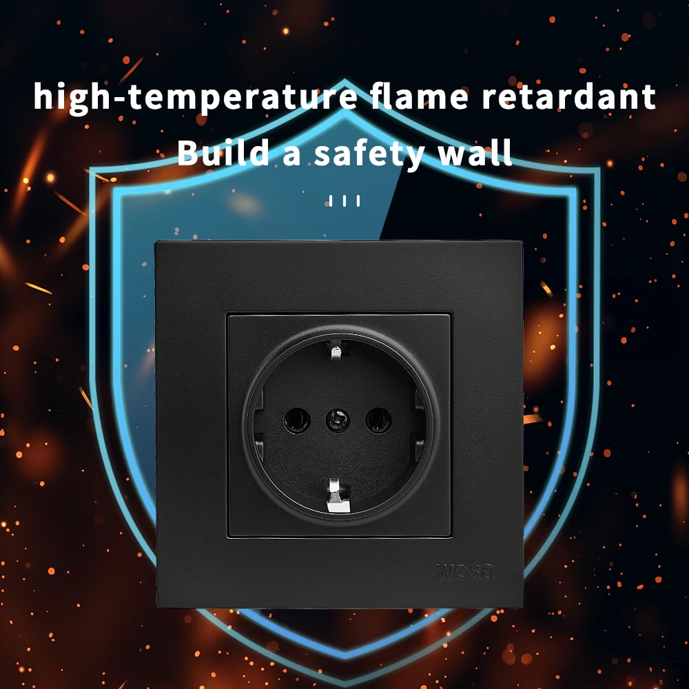 أسود كلاسيكي مآخذ الطاقة الجدار جزءا لا يتجزأ من التيار المتناوب لهب مع المنافذ الكهربائية الأرضية 250 فولت الطلاء المقابس البلاستيكية المقبس 250 فولت #5