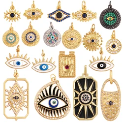 Unique Fashion Amulet Turkish Lucky Evil Eye Charm Pendant,18K Gold Cubic Zircon Paved,Jewelry Necklace Bracelet Accessories L52