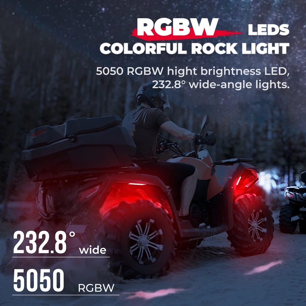 Jeep Truck SUV Car UTV ATV 4 Pods RGBW 88 LEDs Rock Lights APP/RF Control Multicolor Music Mode Neon Underglow Vehicle's Chassis