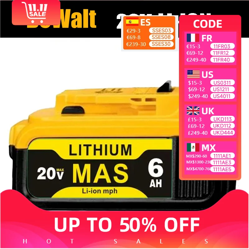

Battery for Dewalt 20V power Tools rechargeable electric tool Accessories Lithium batteries Replace DCB200 DCB184