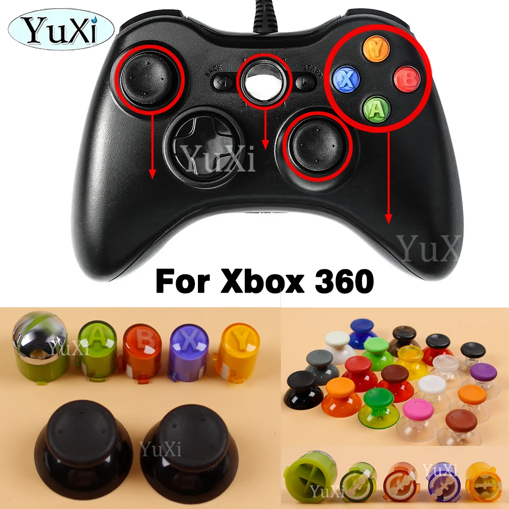 1Set For Xbox 360 3D Along Joystick Thumbstick Cover ABXY Button Cap Gamepad Controller Colorful DIY Replacement Accessories