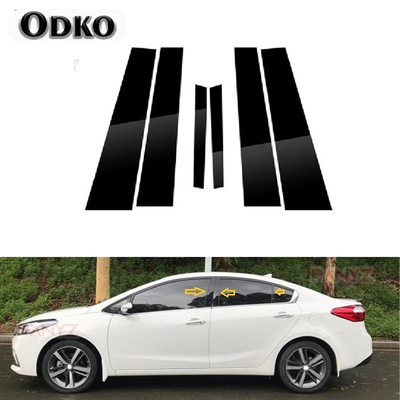 6Pcs Car Exterior Window Pillar Posts Door Trim Cover Decoration Stickers for Kia Cerato K3 Forte 2014 2015 2016 2017 2018