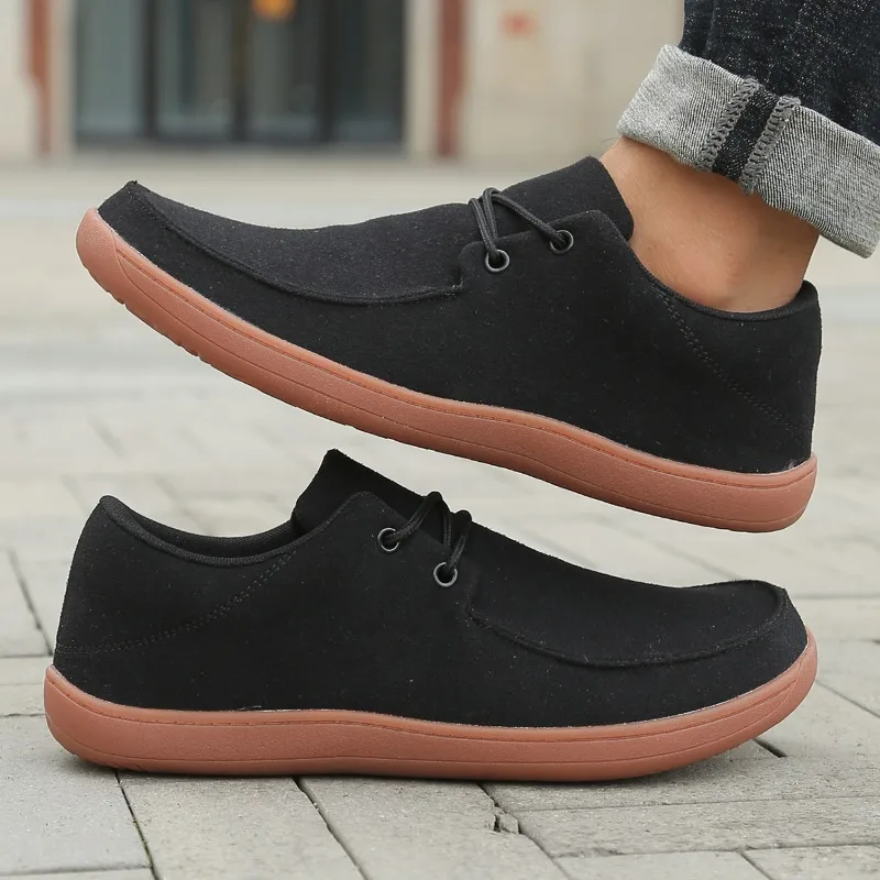 New Fashion Lace Up Wide Barefoot Shoes Casual Mens Shoes Plus Size 39-46 Flat Lightweight Sneakers Non-slip Zapatos Hombre