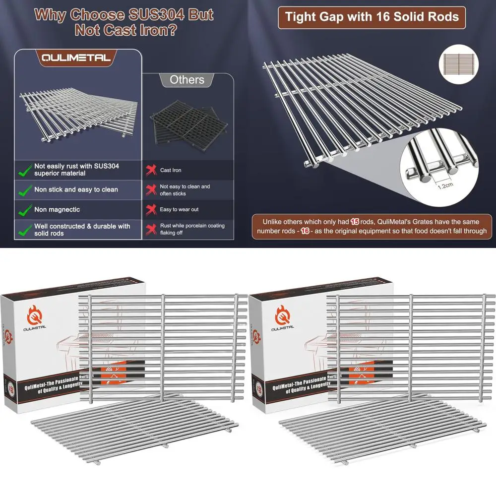 

Stainless Steel 304 Grill Grates Compatible with Weber Spirit E-310, GS4 II, 700 Series, Genesis Silver/Gold/Platinum, 1000-3500