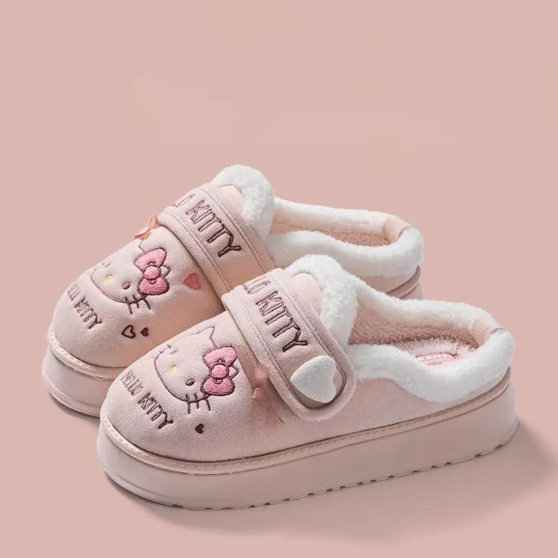 

Y2K Cute Hello Kitty Winter Cotton Shoes Girl Thicken Flat Shoes Leisure Outdoors Keep Warm Non-Slip Plush Cartoon Fashion Gift
