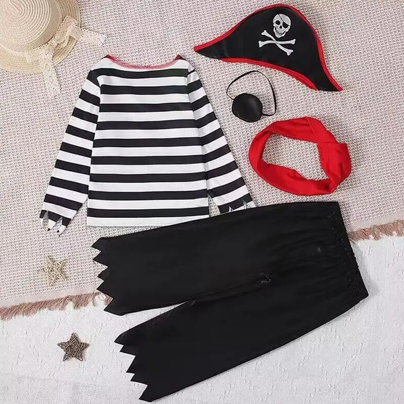 Child Pirate Costume Pirate Boys Cosplay Suit Cute Pretend Play Costumes Children Dress up for Halloween Role Play