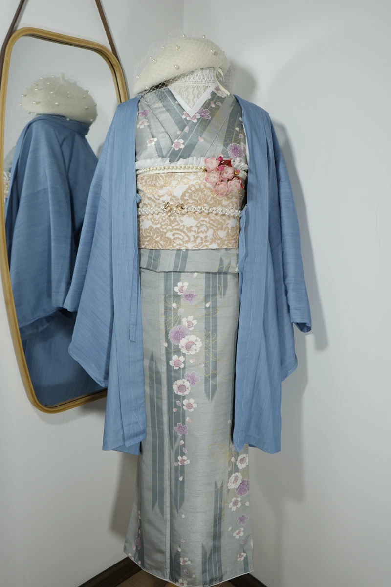 High-End japanische Frauen traditionelle Kimono Pfingstrose Kirschblüte drucken Retro