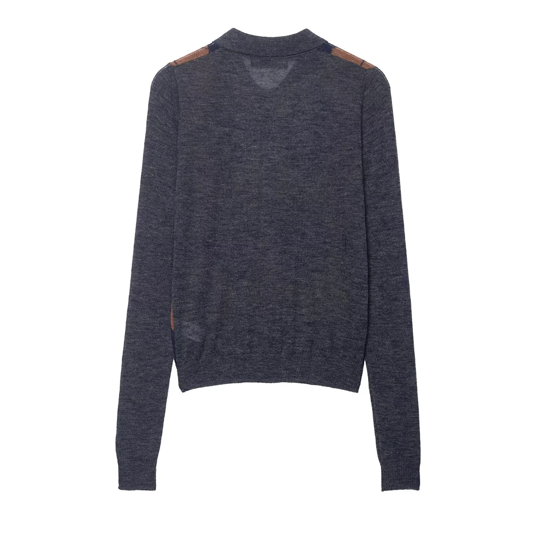 Damski sweter wkładany przez głowę, nowość na wiosnę/jesień 2025, damska codzienna moda, dzianinowa koszulka polo w romby.