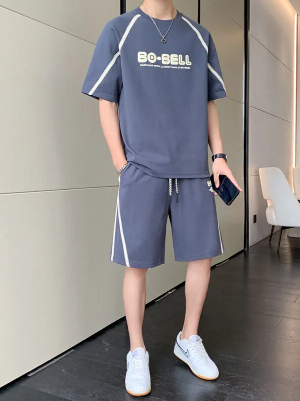 

2026 New Summer Thin Fashion Luxury Sport Youth Men's T-shirt Casual Short Sleeve Leisure Top Polyester Fiber Short Pants
