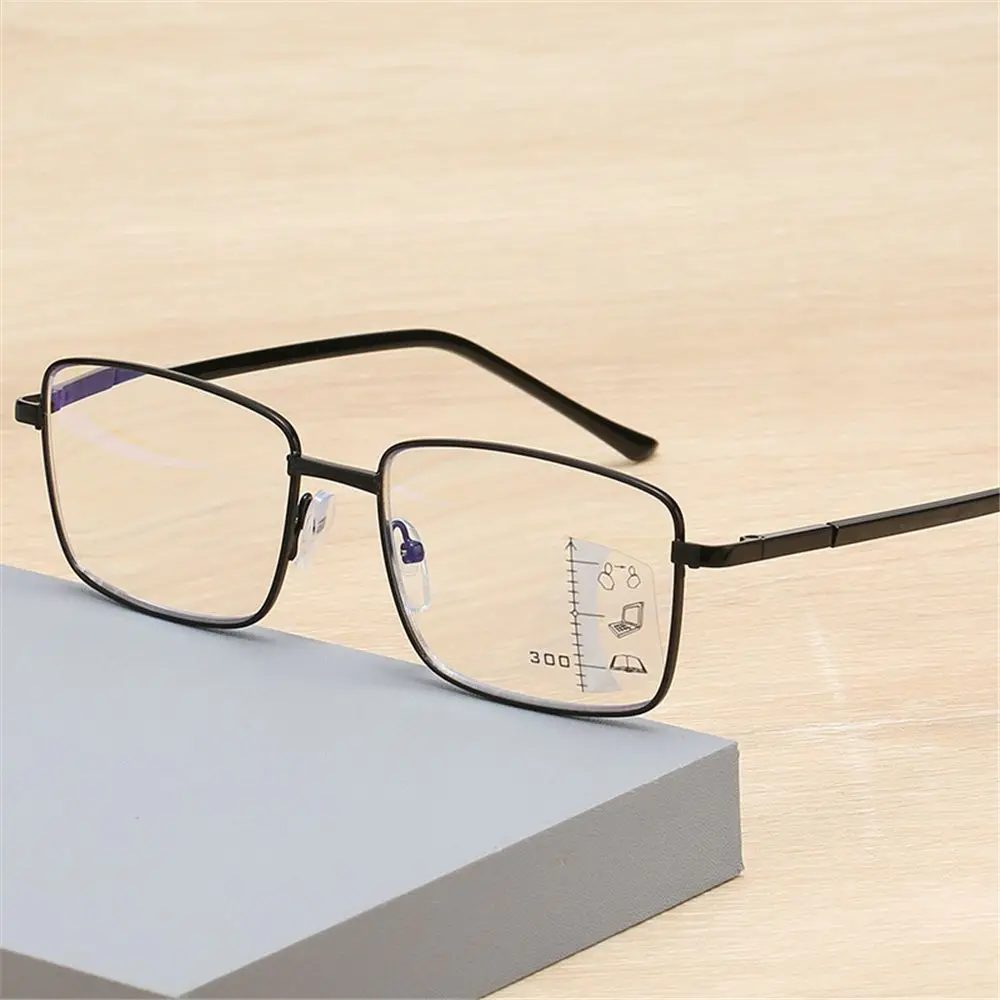 Metal Progressive Multifocal Reading Glasses Anti Blue Light Reading Glasses Presbyopia Glasses Computer Goggles Vision Diopter