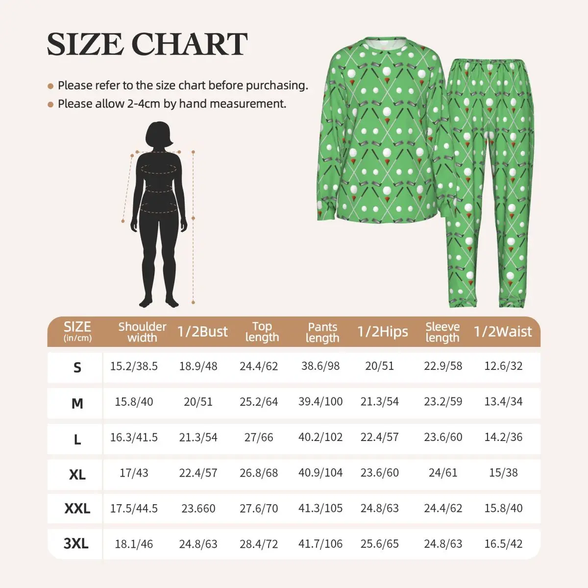 Golf Ball Pattern Round Neck Long Sleeve Nightgowns for Sleeping Sleepshirts Women Loose Pajama Set Long Pants
