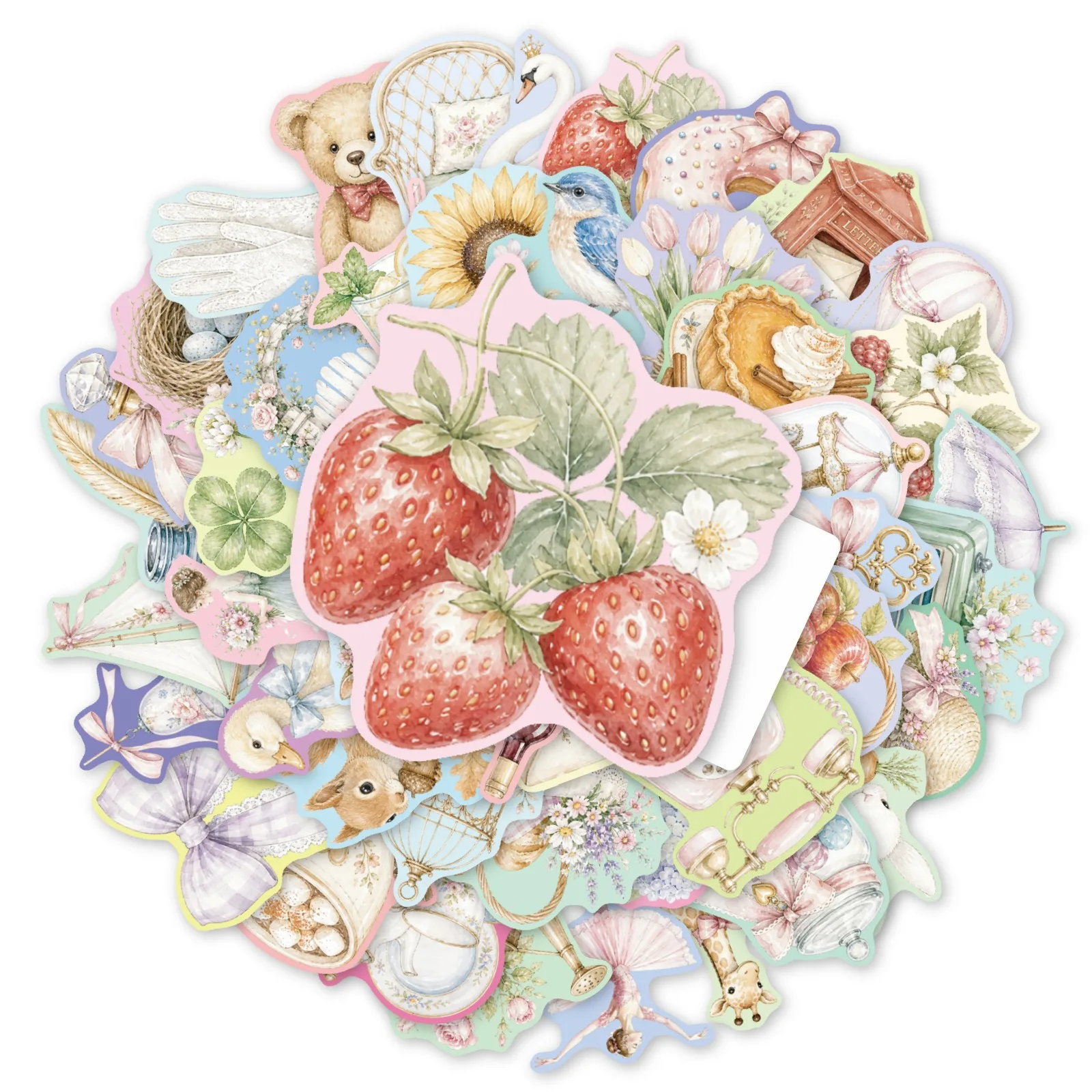 10/30/50PCS Soft Watercolor Vintage Pastoral Stickers Bear Rabbit Bird Floral DIY For Phone Laptop Luggage Graffiti Sticker Pack