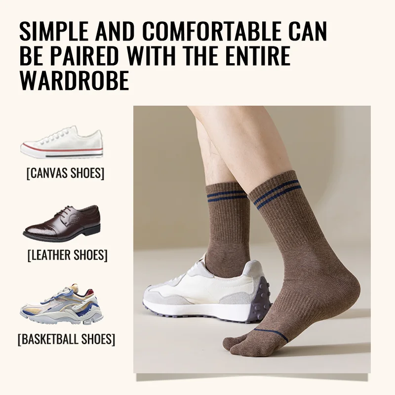 MiiOW Calzini Tabi giapponesi Calzini con punta divisa da uomo 100% puro cotone Calzino lungo Cinque dita Calzino a due dita Ninja Geta Calzino antiodore Sport