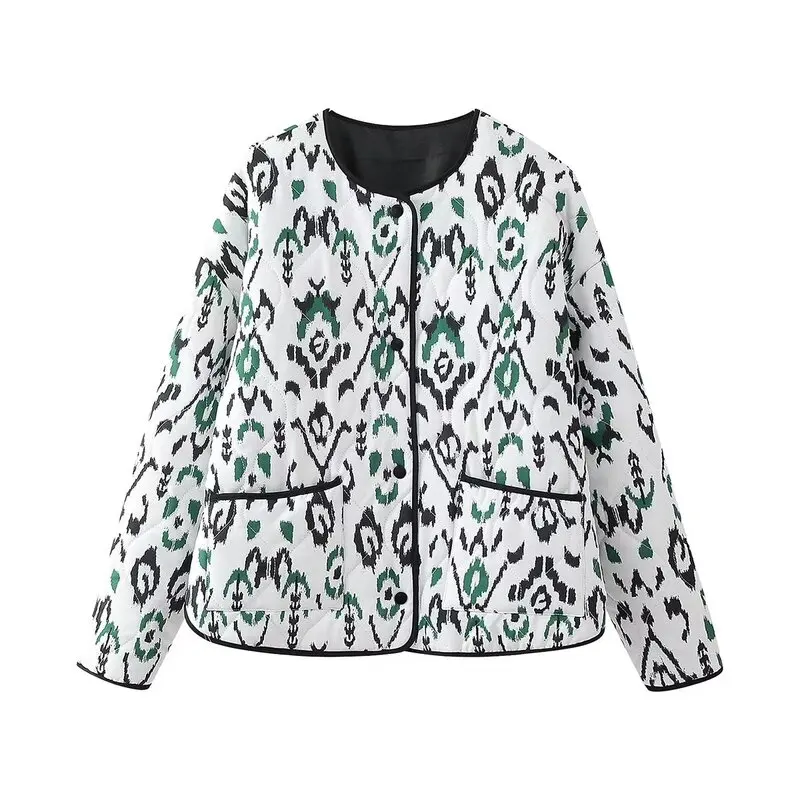 

Spring 2024 Women's Versatile round Ne Printed Jaet Outerwear Loose Fit Regular Length Other Material 00% Side Slit