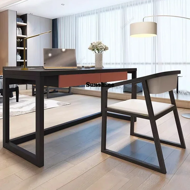 

Простой письменный стол для спальни, минималистичный рабочий стол для дома, письменный стол из массива дерева TJ