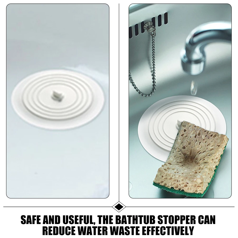 

2pcs White Sink Stopper Cover Drain Plug for Bathroom Tub Kitchen Bathtub Stoppers Silicone Flat Basin Water Sealer