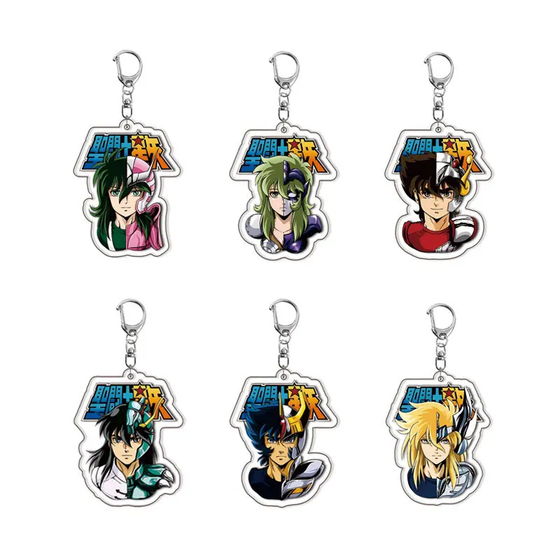 Saint Seiya Ikki Acrylic Keychain Bag Charms Pendant Gift Key Chain Souvenir Creative Accessories Friend Classic Kingring Cute