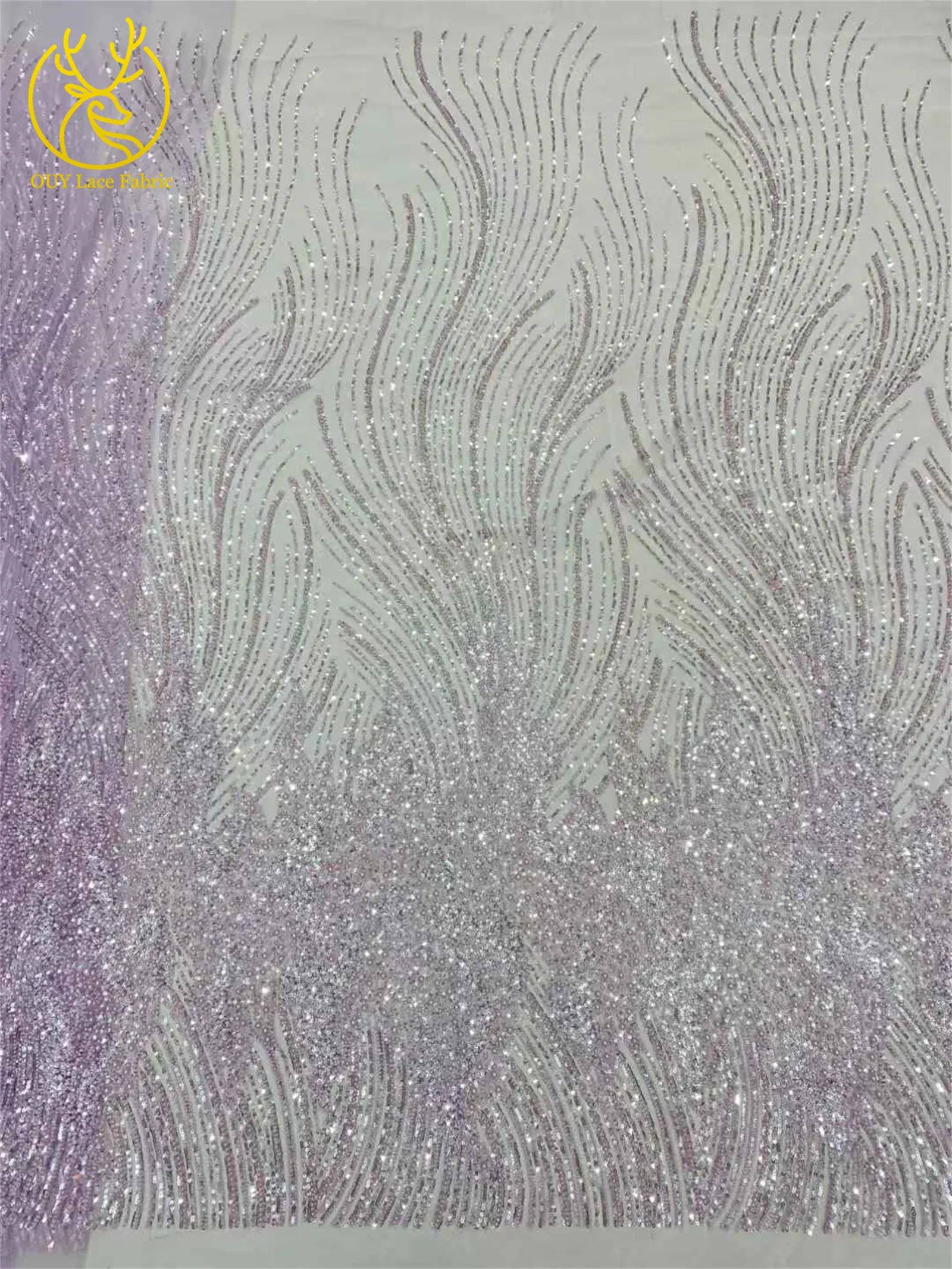 Rosa afrikanischer Bräutigam-Perlenstoff 2026, hochwertiger französischer nigerianischer Pailletten-Tüll-Spitzenstoff für Party, Hochzeit, Kleid, Nähen – Detail 8
