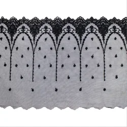 Off white Black Floral Embroidered Lace for Sewing, Guipure Lace, African Lace Fabric Trim, DIY Garment Accessories, 21cm Width