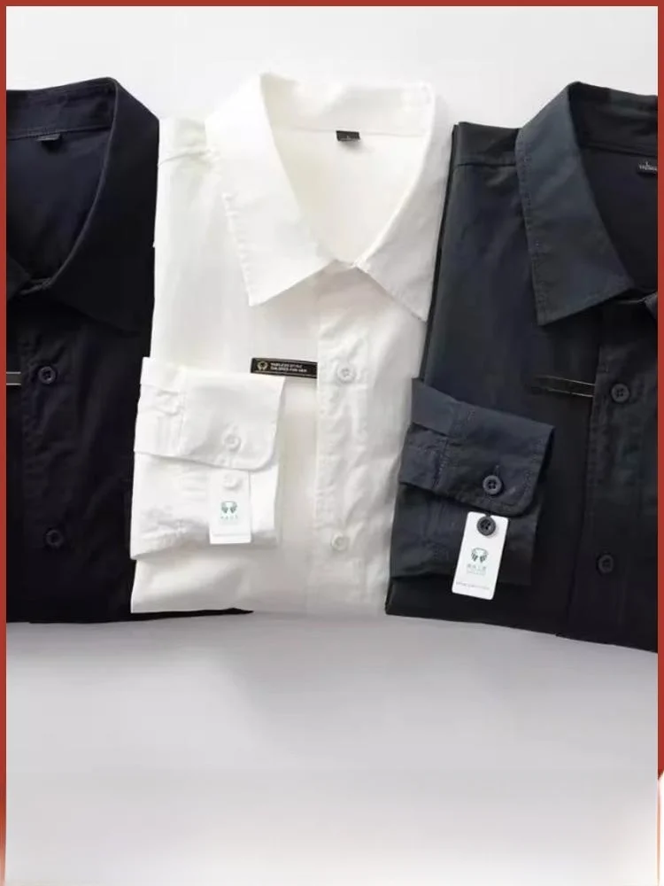 

Мужская хлопковая ткань высокого качества с завышенной талией, осенняя легкая ткань с воротником, универсальная текстура, модная подставка для поездок на работу