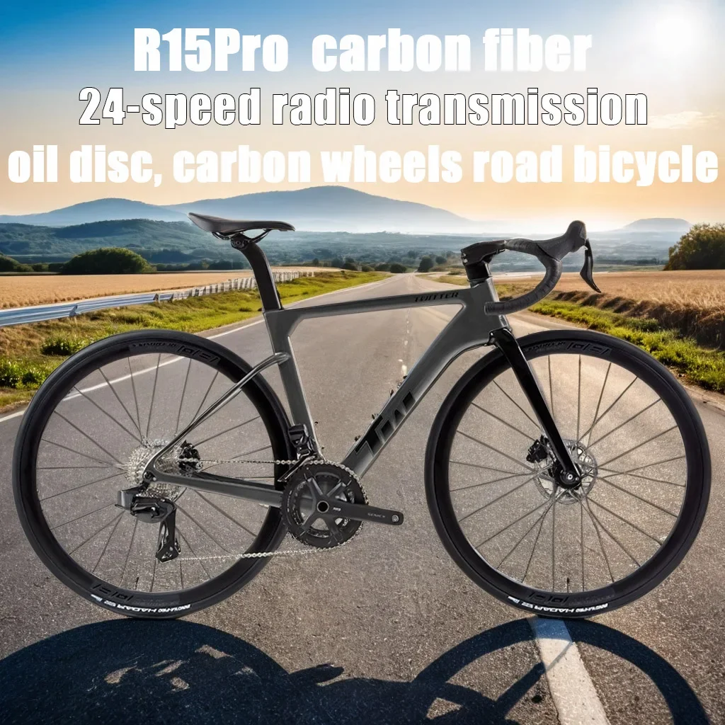 R15Pro carbon fiber gravel bike 24Speed wireless electric group set road Bicycle oil disc brake carbon rim Road Racing bicicleta