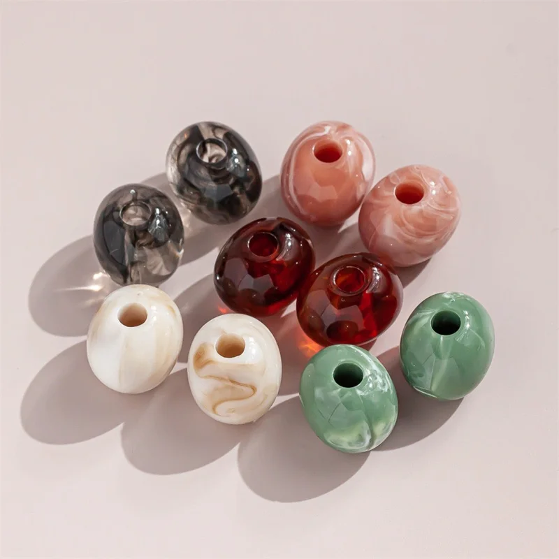 Neue stil kleine größe 50 teile/los farbe drucken geometrie oval form harz perlen mit löcher diy schmuck kleidungsstück anhänger zubehör
