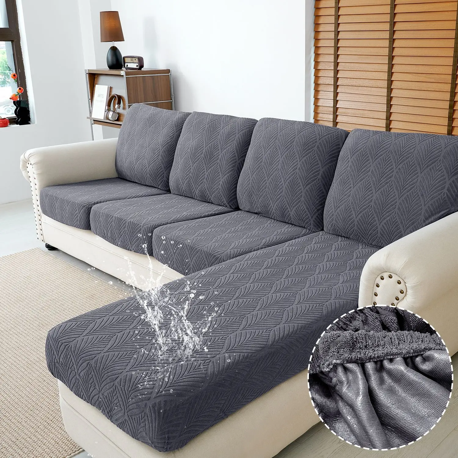 New Jacquard Laminated Waterproof Sofa Cushion Cover Garden Courtyard Sofa Anti-dirty Slipcover Protective Cover (No Filling)