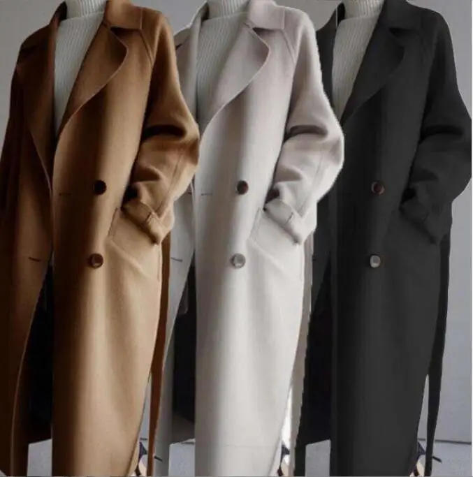 

Autumn and Winter 2023 New Women's Coat Double-Sided Woolen Wool Waist-Tight Fashion Elegant Women's Coat