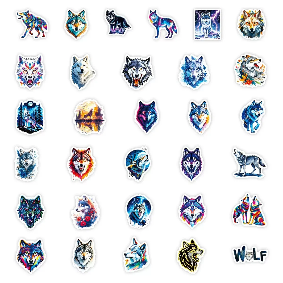 10/56 Uds. Pegatinas de animales de lobo fresco, decoración artística de PVC impermeable estética, taza de agua para ordenador portátil, pegatina para teléfono y portátil, juguete para niños