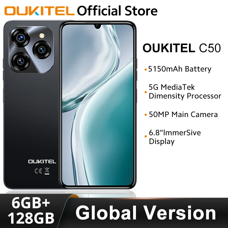 Oukitel C50 5G 스마트폰 글로벌 버전, 6.8 