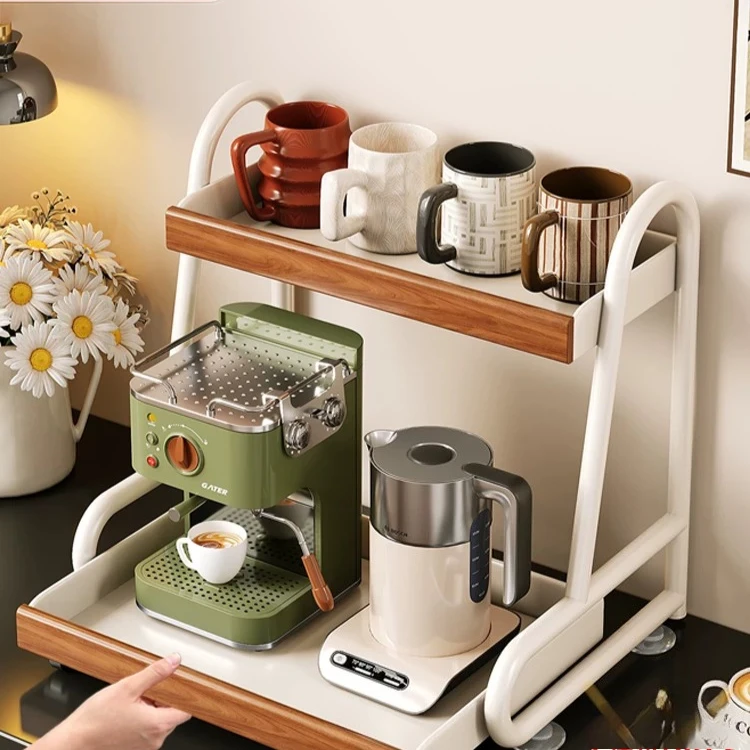 Pull-out Double Layer Cup Storage Rack Drainable Tea Mug Holder Household Desktop Water Cup Tea Set Organizer Kitchen Countertop