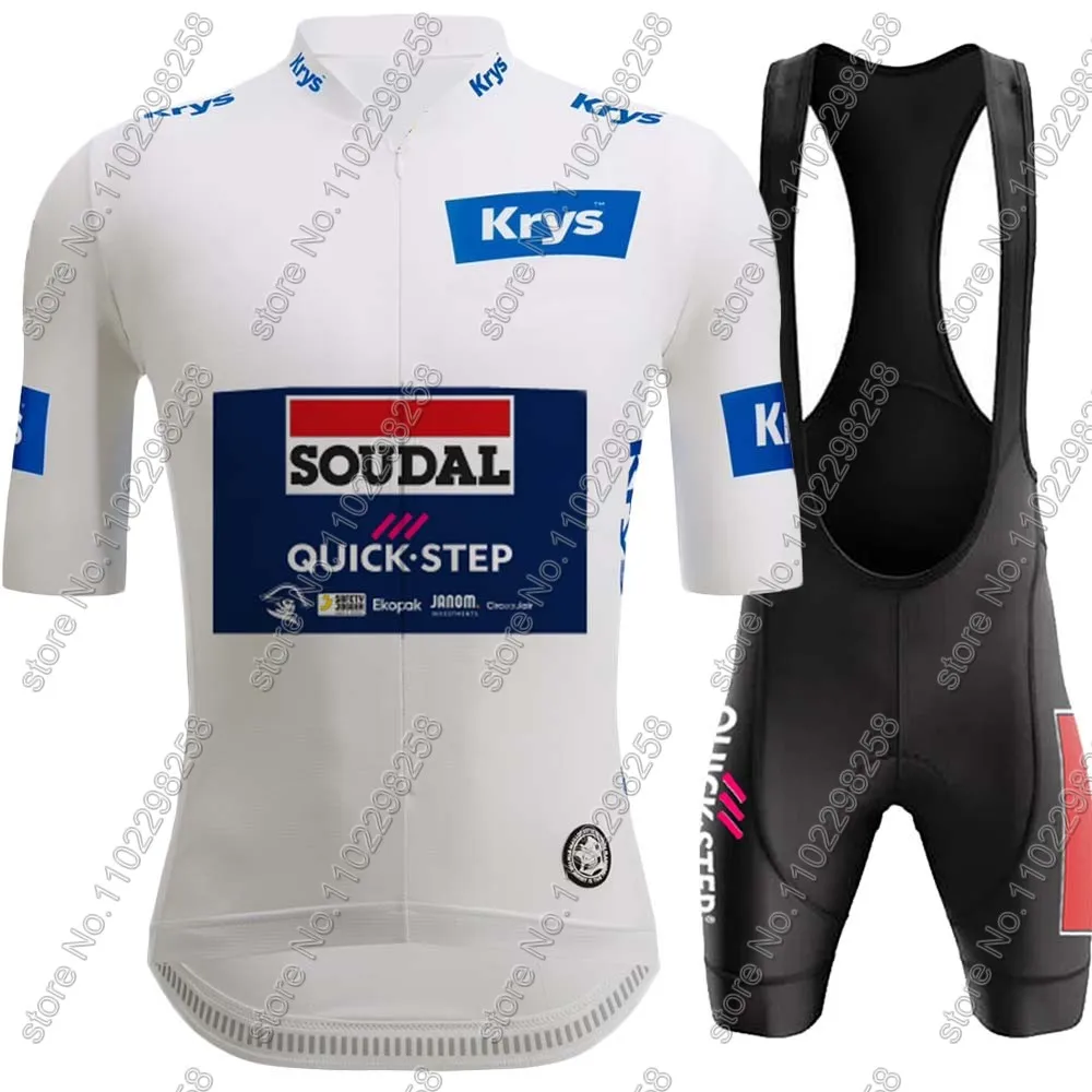 Maillot Soudal Quick Step 2024 Cycling Jersey Set Mens White Short Sleeve Clothing Road Bike Shirt Suit Bicycle Bib Shorts Pants