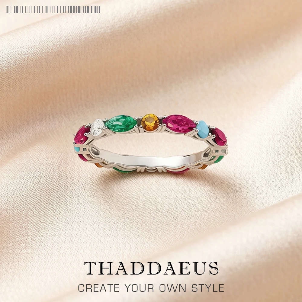 Colorful Stones Royal Ring,Europe Style Bridal Sets Glam Fashion Jewelry For Women Gift In 925 Sterling Silver