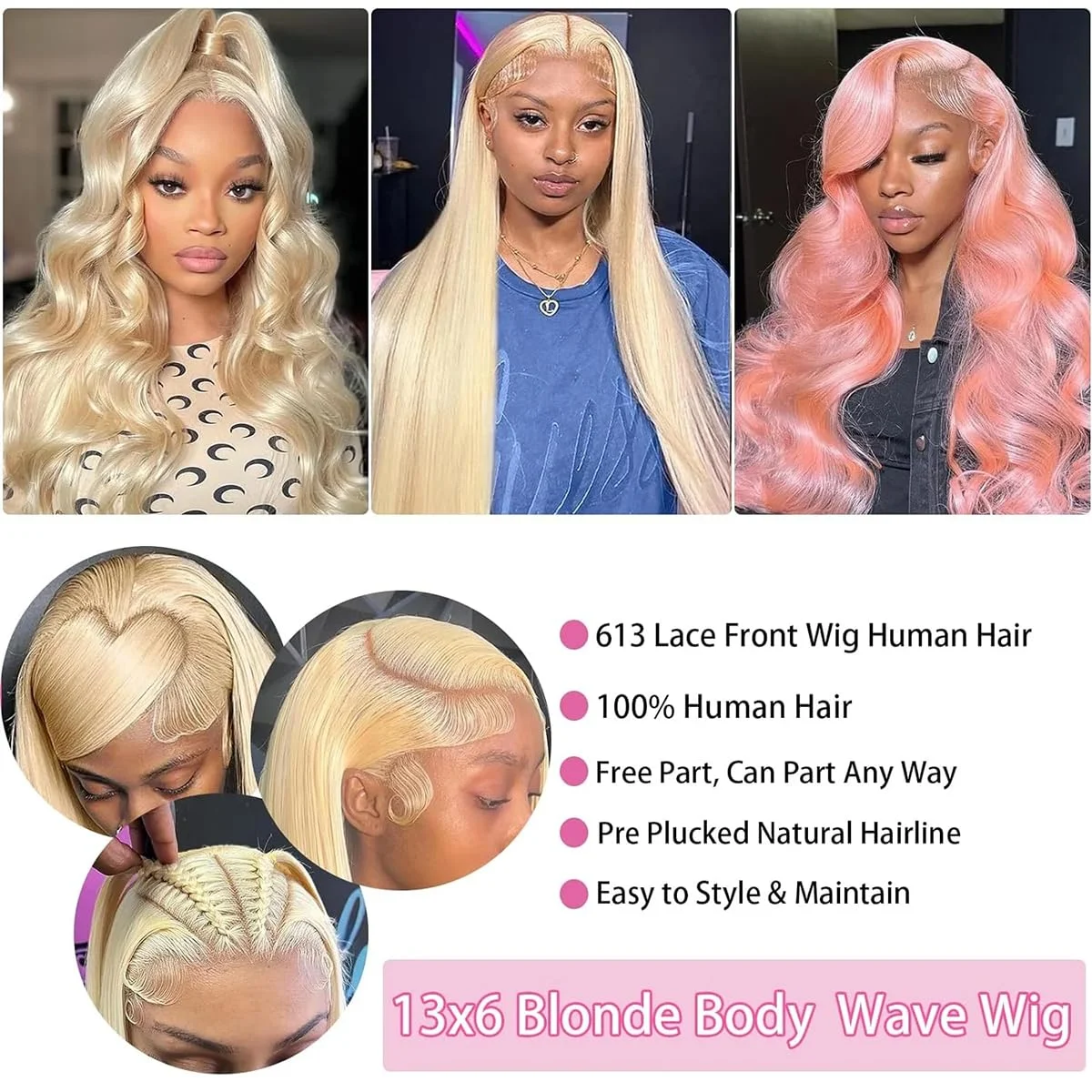 30 40 Inch 613 Honey Blonde Human Hair Lace Wig 200 Density Body Wave HD Transparent Lace Front 100% Human Hair Wigs Colored 13x6 Wet And Wavy Lace Frontal Wigs image 4