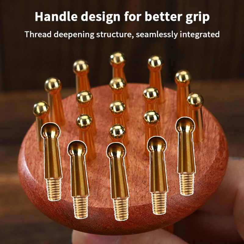 

Sandalwood Massage Comb With Brass Teeth Head Meridian Comb Scalp Massager Anti-Static Wooden Brush Guasha Tool For Full Body