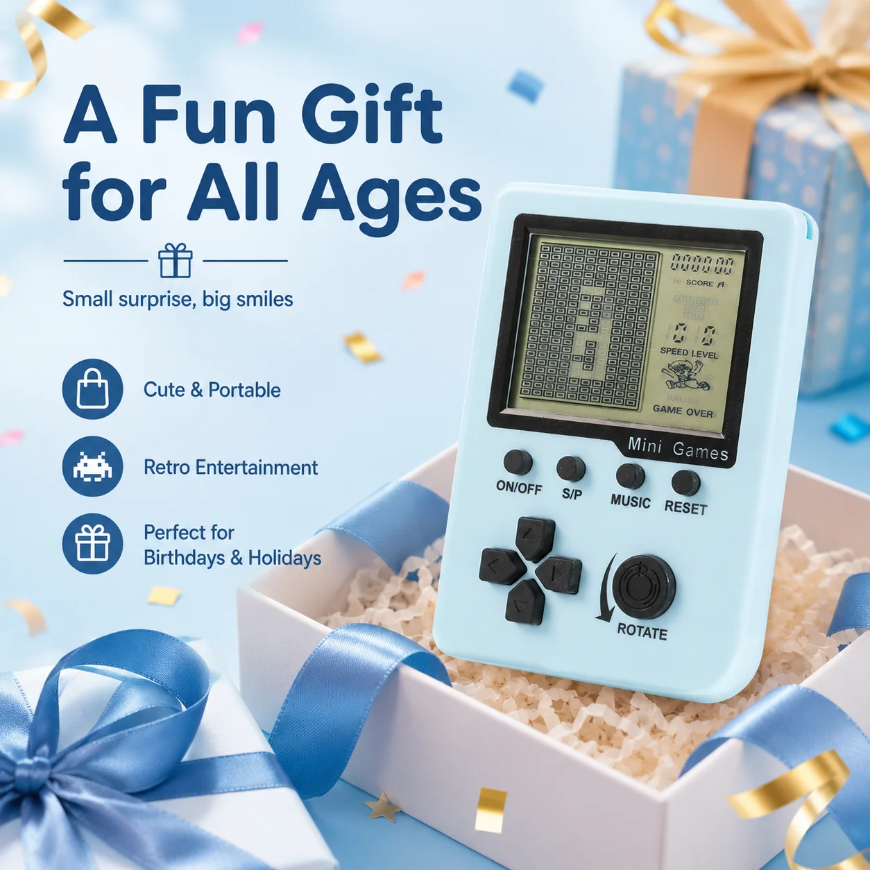1PCS Gift Mini Handheld Game Console Classic Tetris Portable Retro Game Player 26 Games Pocket Electronic Game Machine