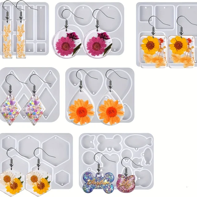DIY kropelki kwadratowe kolczyki formy z otworem kryształowa żywica epoksydowa forma odlewnicza do brelok naszyjnik wisiorek Charms narzędzie jubilerskie