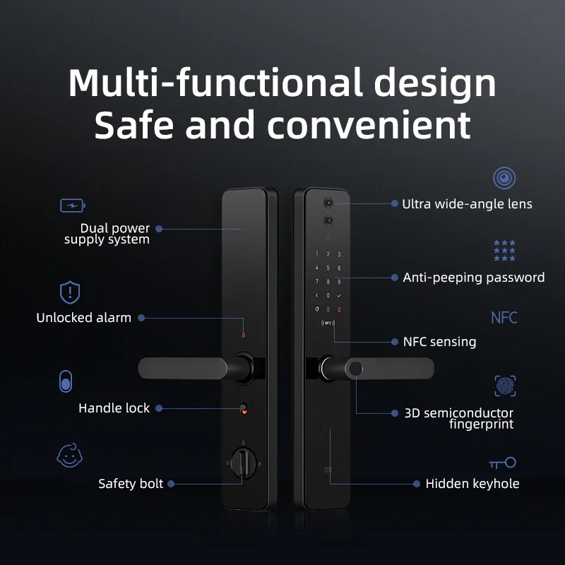 XM Pro B Direct Sale Intelligent Home Security Keyless Xiaomi Pro Security Smart Door Lock Fingerprint Safe Lock Panel Lock