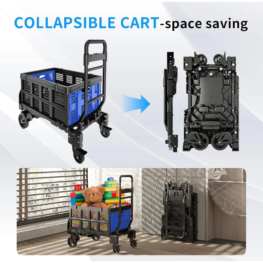 Camion a mano pieghevole 2 in 1 con maniglia retrattile per riporre e trasporti facili Camion a mano portatile con capacità durevole di 330 libbre