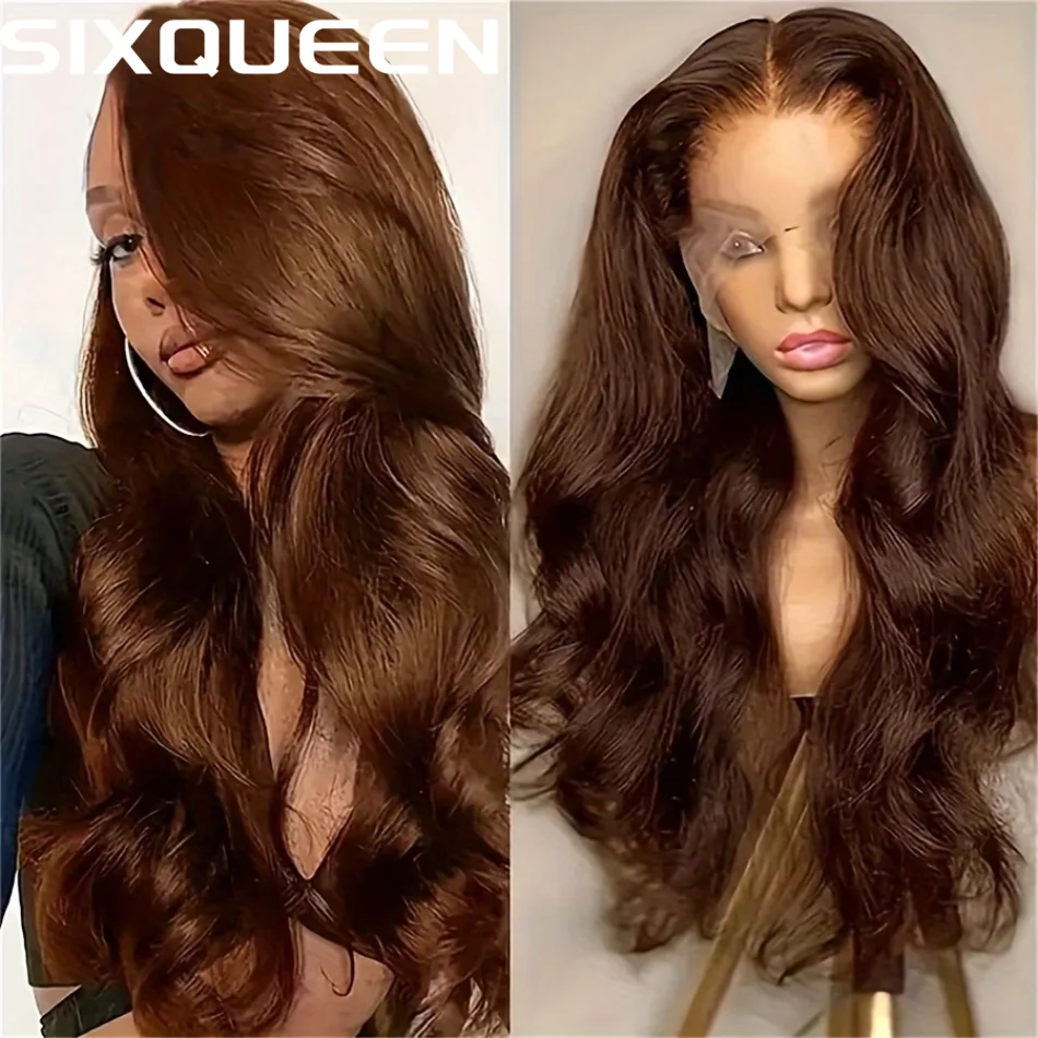 

36-дюймовые парики из натуральных волос цвета шоколадно-коричневый, с эффектом волнистых прядей, с кружевной передней частью, цветные, 13x6 HD, для чернокожих женщин, плотность 250%