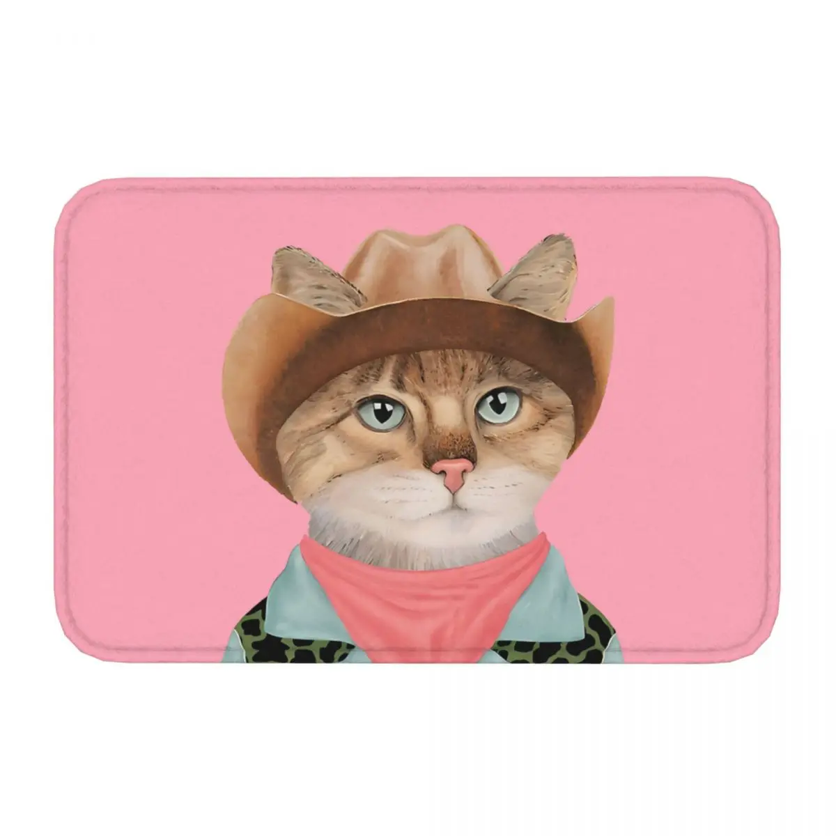 Cowboy Cats Funny Anti-Slip Doormat Bath Mat Rodeo Kitty Balcony Carpet Welcome Rug Bedroom Decor