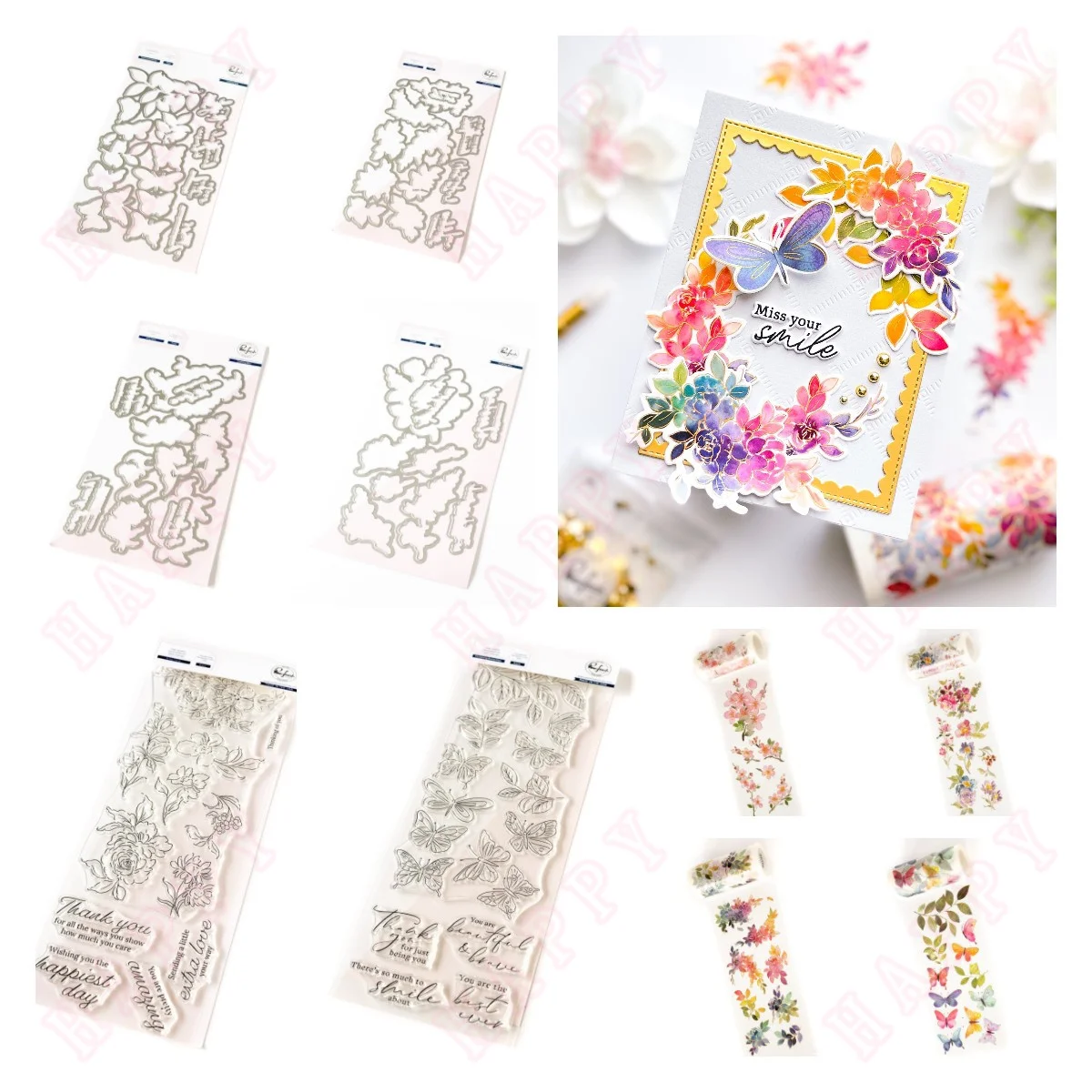 Roses Dies New Metal Cutting Dies Stamps Stencil Set DIY Scrapbooking Paper Cards Album Sakura Fluttering Butterflies Stickers