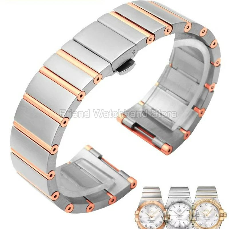 

Браслет для часов из нержавеющей стали 17, 23, 25 мм для Omega Constellation Double Eagle, специальный интерфейс, прочный, не ржавеет, с полированной отделкой