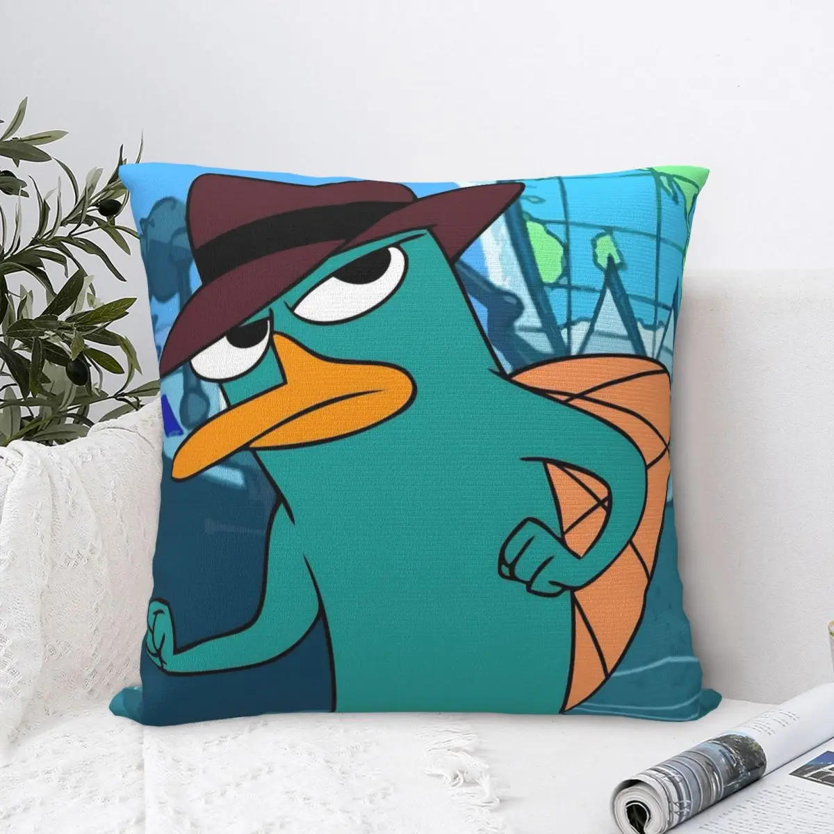 Perry The Platypus Square Pillow Covers Home Cute Duck Cushion Case Cool Decorative Pillow Cover 45*45