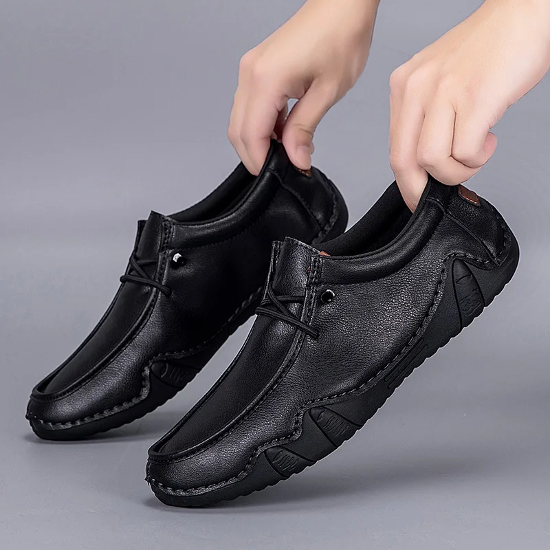 Mocasines de cuero hechos a mano para hombre, zapatos ligeros para conducir, caminar, zapatillas informales originales, Tenis de lujo, talla grande