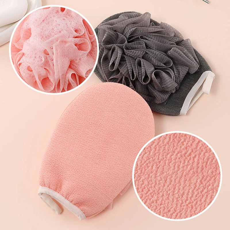 Luvas De Banho De Dupla Face Esfoliantes, Esponja De Limpeza Do Corpo, Bola De Chuveiro De Flor, Corpo Scrubber, Ferramenta De Banheiro, Toalha