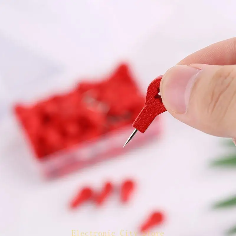 80 PCS علامات الخريطة الخشبية رسم جدار صور جدار الفلين دبابيس Thumbtack Pushpins أدوات الطلاء Hu8d