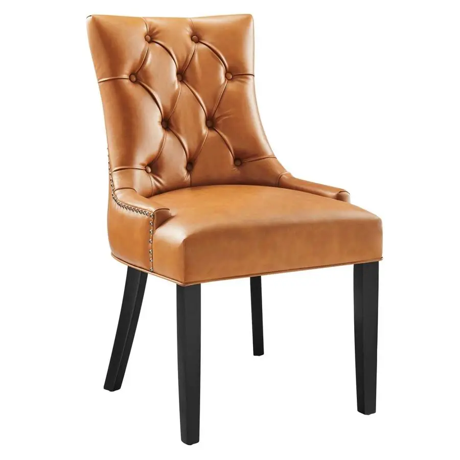 

Tufted Vegan Leather Dining Chair in Tan Customizable