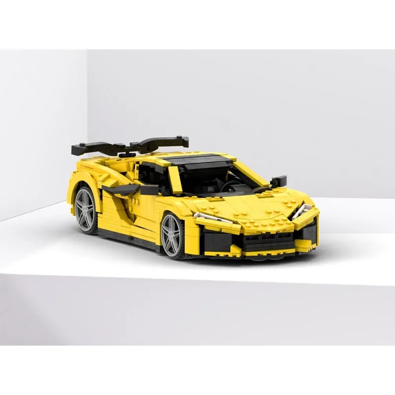 MOC-162190 Yellow Z06 C8 Sports Car Racing Car Assembly Splicing Block Model 1221 Parts MOC Creative Building Block Toy