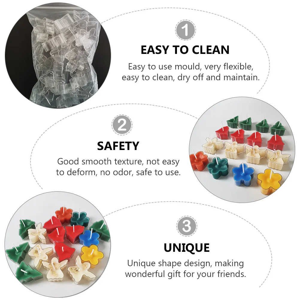 

1 Set Plastic Molds Professional Candlewicks For Diy Scented Candles Durable Easy Clean Reusable Molds For Christmas